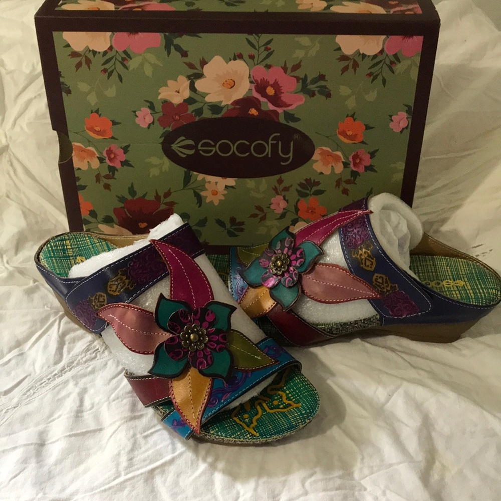 Socofy adjustable leather sandals